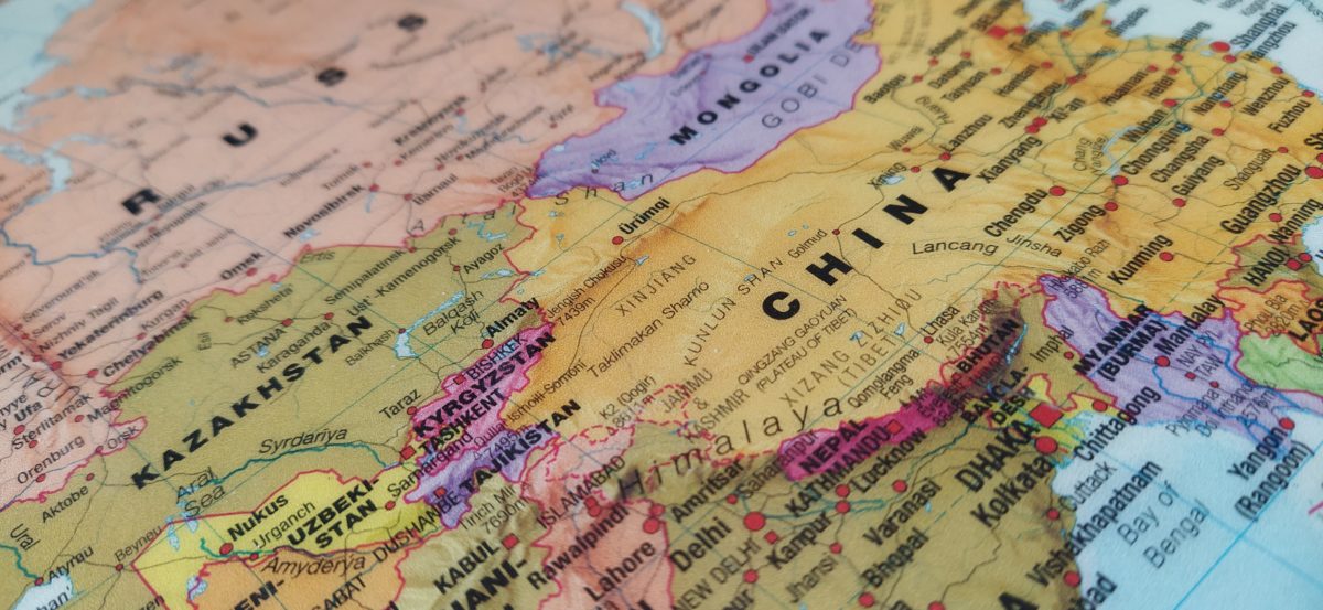 Mapa de Asia Central y China. Viajes culturales con Via Nómada Experience